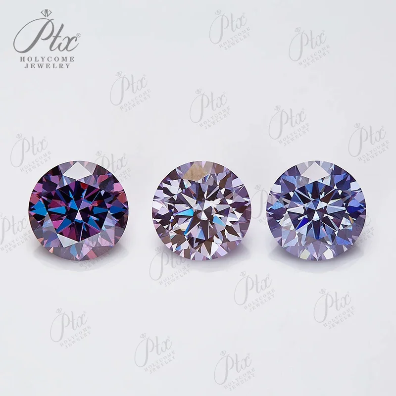 

Moissanite Dark Mid Purple color Loose Moissanite Plating Lab Gemstone Stone Jewelry Diamond Ring Material GRA Round Cut beads