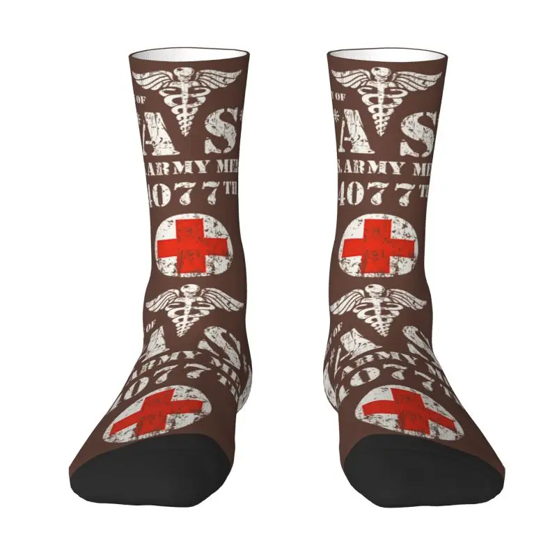 Vintage Mash Tv Show Men Women Crew Socks Unisex Novelty 3D Print Dress Socks