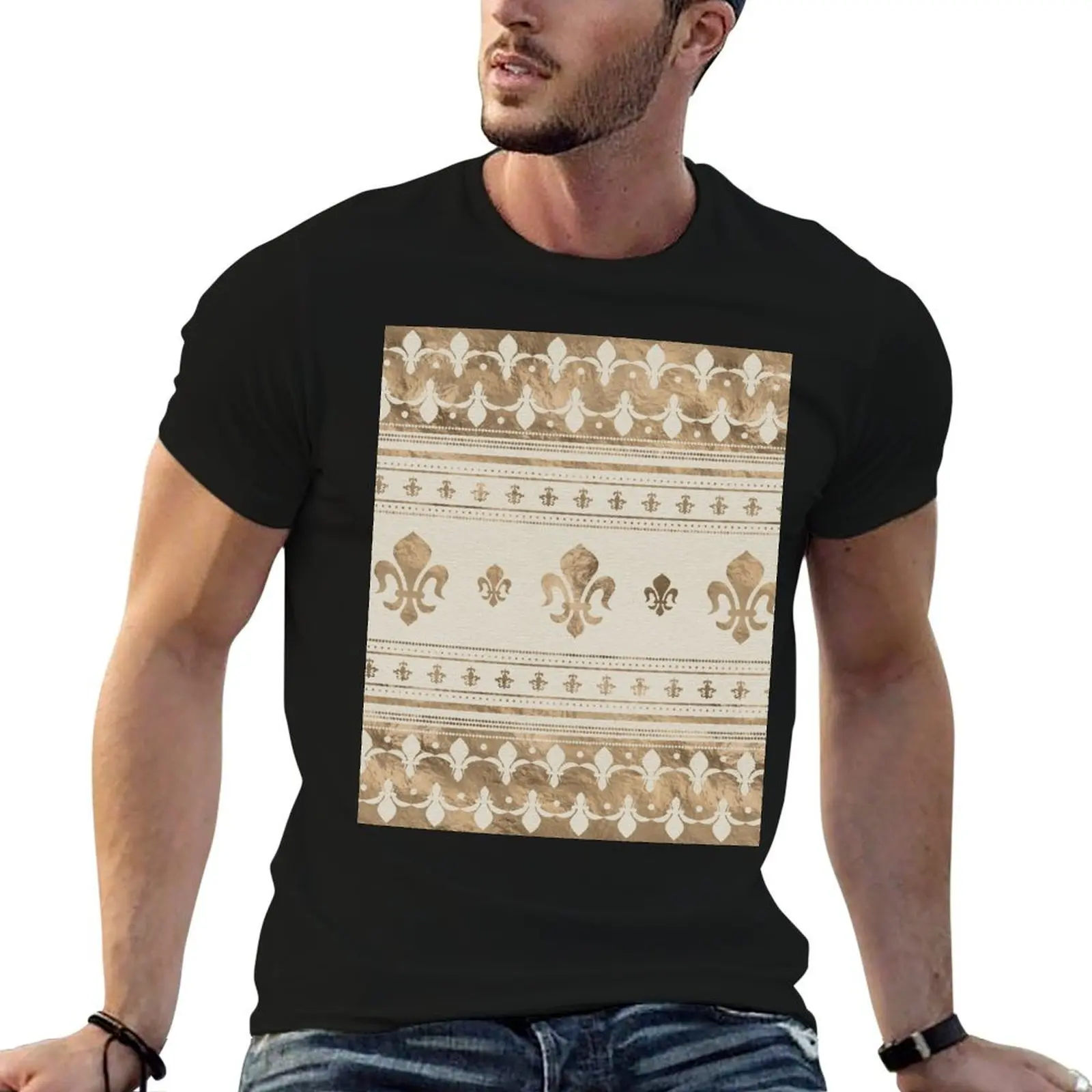 Fleur-de-lis Pastel Gold T-Shirt graphic t shirts quick drying designer shirts oversizeds T-shirt men