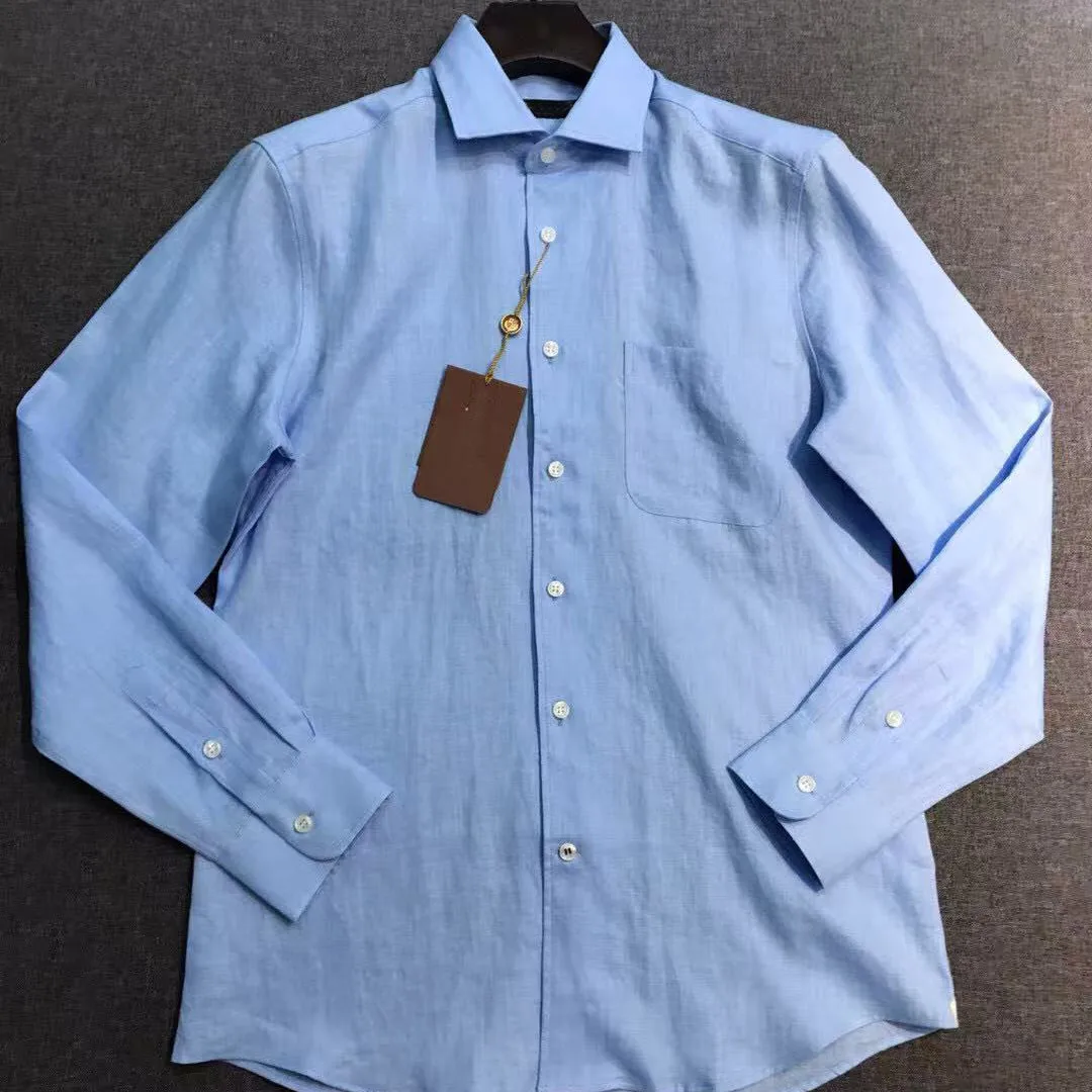 

Italian LP men's summer new old money style linen long-sleeved shirt business casual men's lapel shirt tide