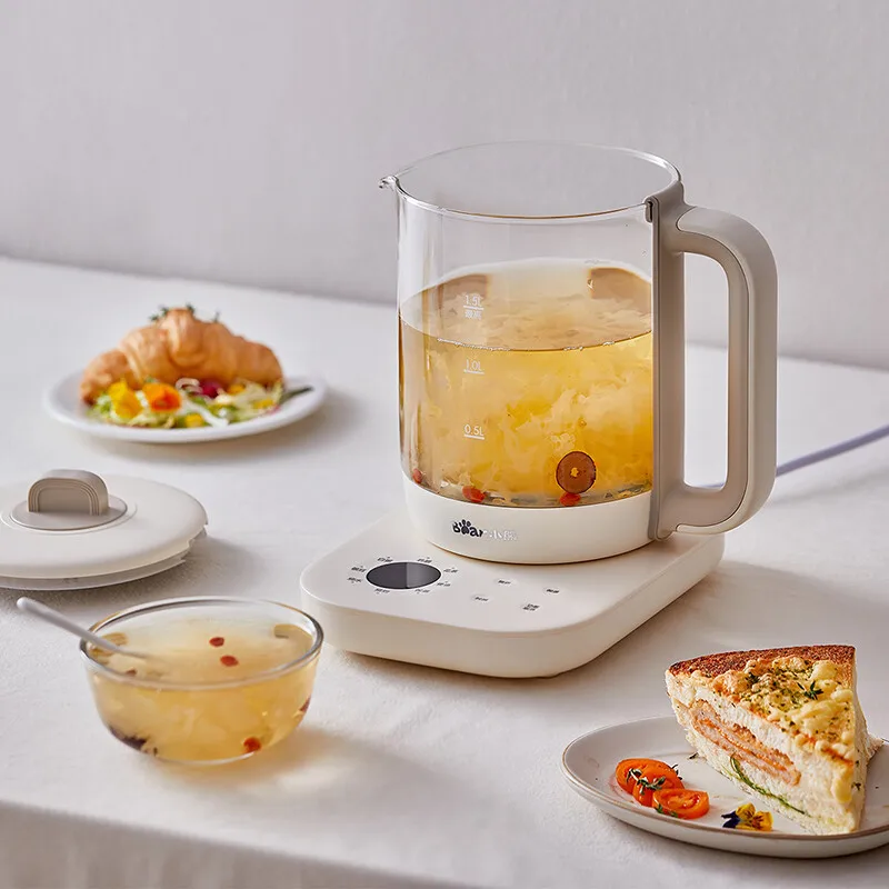 الدب الرعاية الصحية وعاء 1.5L المنزل متعددة الوظائف غلاية كهربائية 1000 واط التلقائي مكتب صغير كهربائي براد شاي شاي بالأعشاب المزهرة غلاية