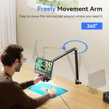 TOMLOV DM402 Arm Flexible 10 "LCD Digital HDMI USB Mikroskop 1200X Elektronik Reparatur Video Mikroskop 64G für PCB Löten