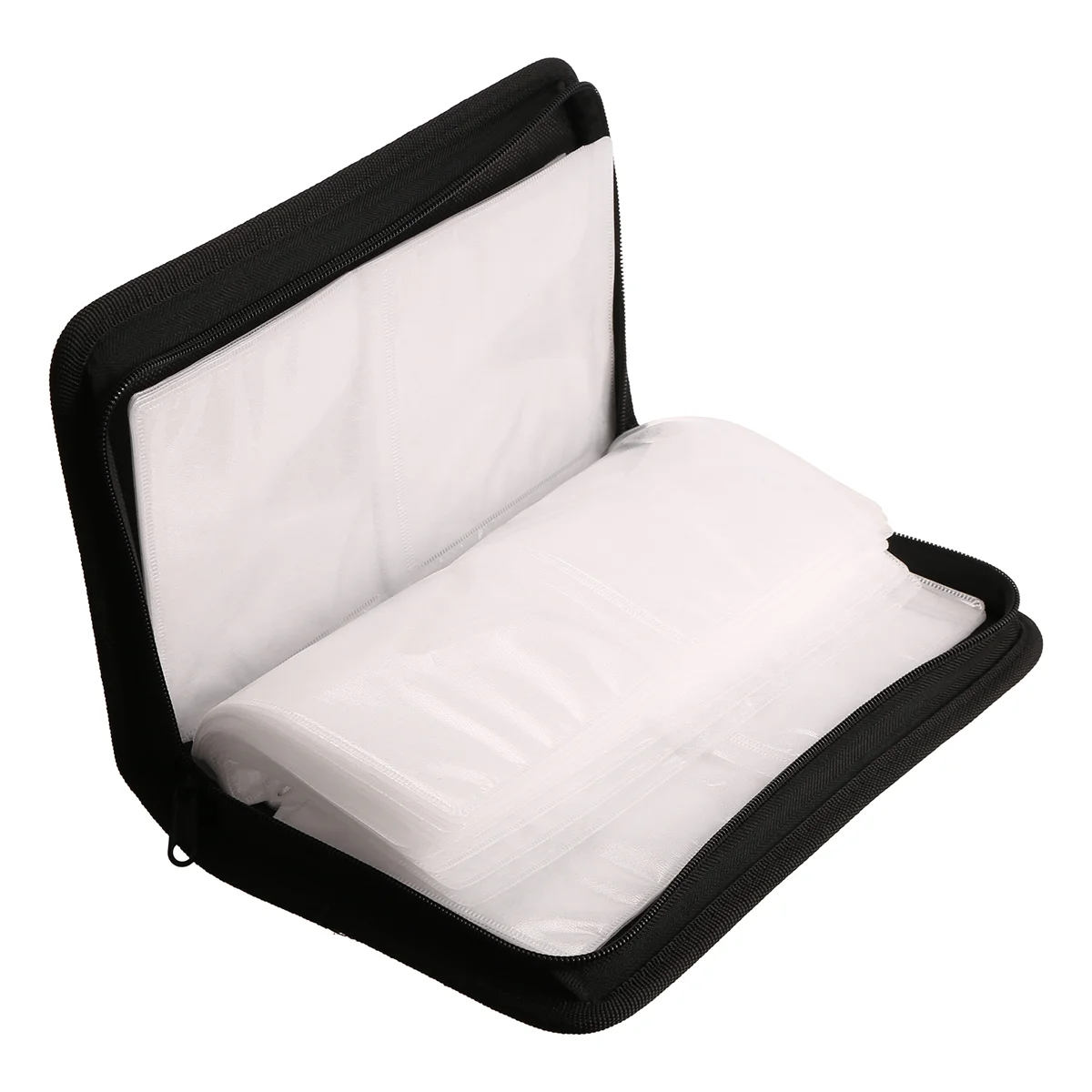 ABQR Borsa portaoggetti portatile in pelle da 80 dischi Custodia con cerniera per album di dischi rigidi CD DVD - Marrone