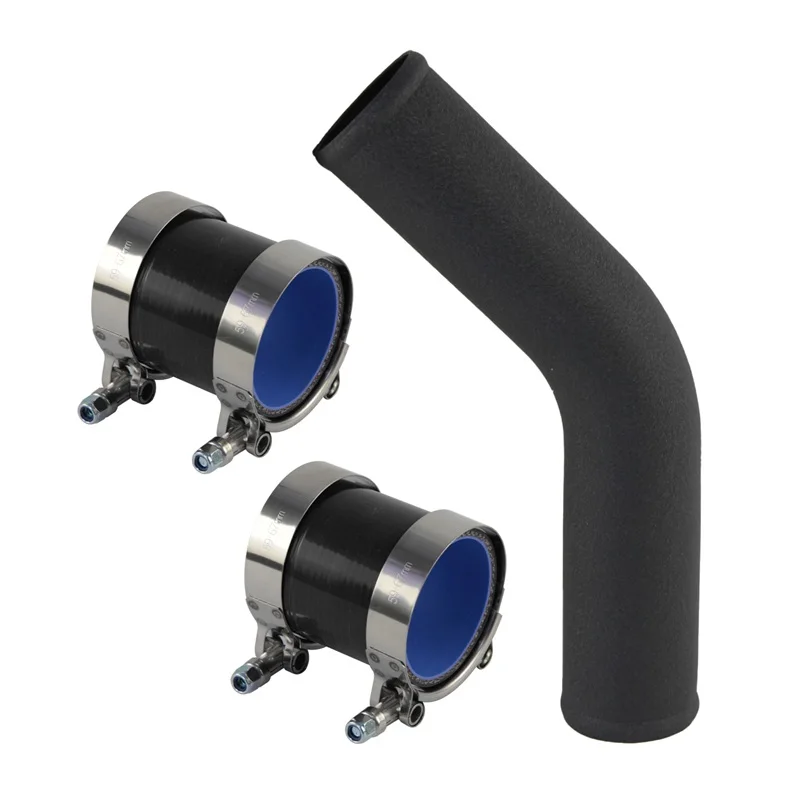 

Aluminum Intercooler pipe 45 Degree Different Inlet/Outlet size 57-76mm/2.25"-3.0" L=300mm + Silicone hose T-Clamps Kits Black