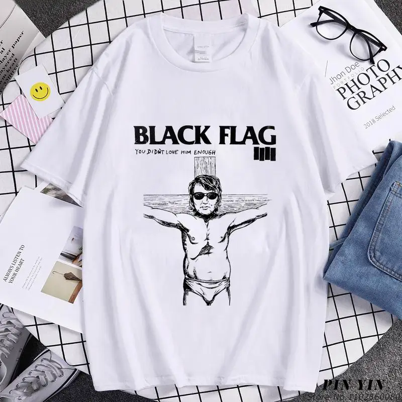 Black Flag Punk Rock Band  Print T Shirt for Men Women Classic humor Summer  Scissor Cotton T-Shirt