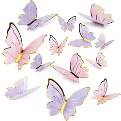 Adornos de mariposa para pastel de feliz cumpleaños, decoración de fiesta de boda, suministros para hornear de postre de ducha, estampado de bricolaje, oro, Rosa