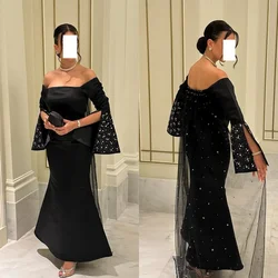 Jersey Beading Draped Quinceanera Mermaid Off-the-shoulder Bespoke Occasion Gown Long Sleeve Dresses