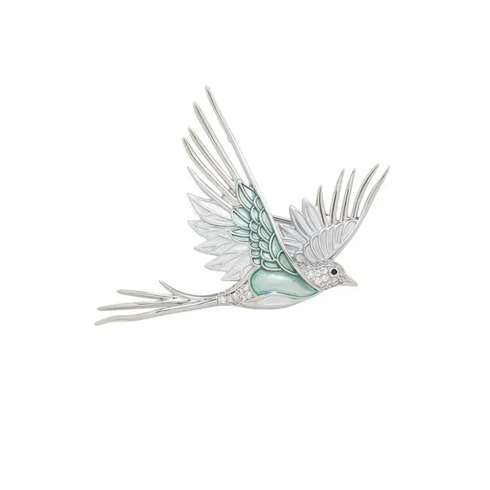 Blue Gradient Brooch Rhinestone Bird Pin 3d Bird Brooch Pin with Cyan-blue Enamel Wings Translucent Rhinestone Lapel for Suits