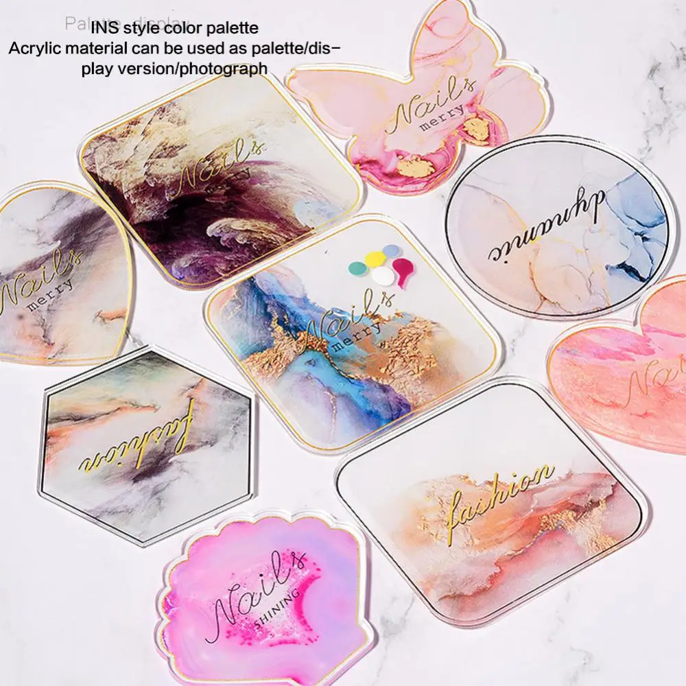 จานสีทาเล็บแบบชั้นวางของในห้องน้ำพาเลทเพ้นท์เล็บกระดานอะคริลิกสำหรับจัดแสดงอุปกรณ์ประกอบฉากสำหรับถ่ายภาพเล็บ