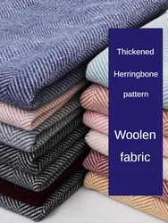 Fashion Herringbone Pattern Woolen Fabric By The Meter for Coats Suits Clothes Sewing Winter Plain Anti-wrinkle Textile Thickend