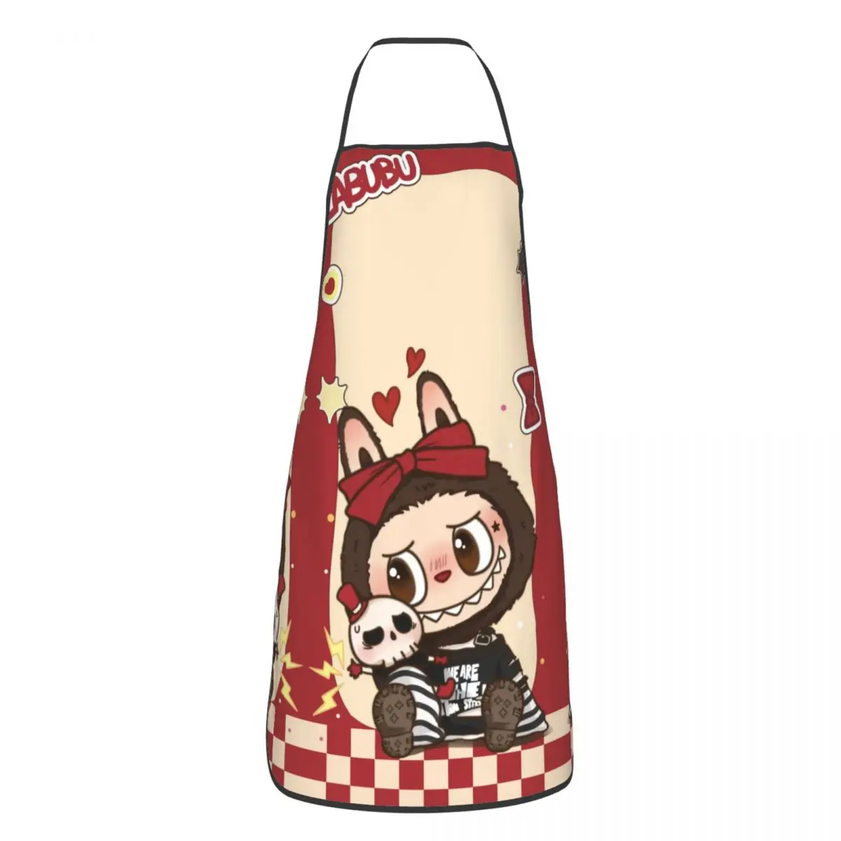 Custom Unisex Cartoon Hot L-Labubues Bib Apron Adult Women Men Chef Tablier Cuisine for Kitchen Cooking Baking