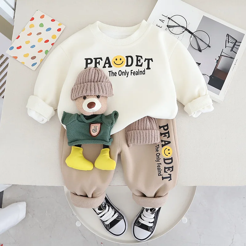 Children Clothing Baby Boys Outfit Sets  New Winter Kids Clothes Boys Print Top+Pant Suit For Girls Clothes 1-2-3-4 Year