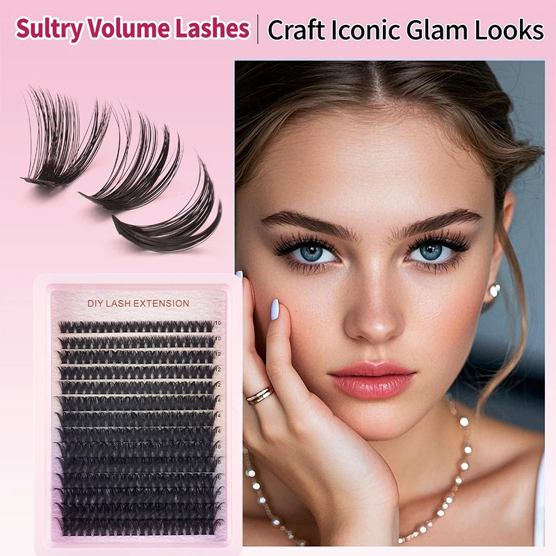 2025 DIY Cluster Lashes Hotting Natural Wispy Eyelash Extension Mixed Tray Faux Mink Lashes Cilias D Curl Fluffy Lashes Makeup
