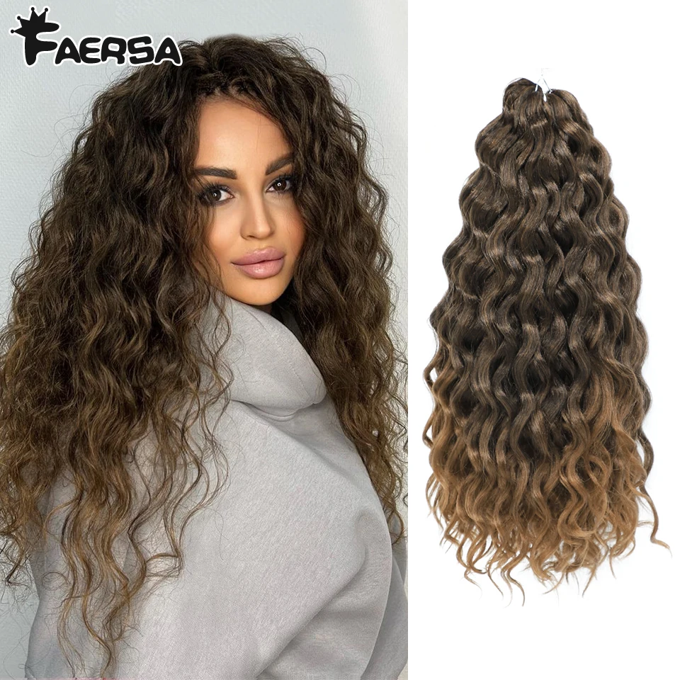 Tief gewelltes Twist-Häkelhaar, Afro-Locken, Wasserwellen-Häkelzöpfe, synthetische lockige Flechten-Haarverlängerungen für Frauen, 45,7–61 cm – Detail 4