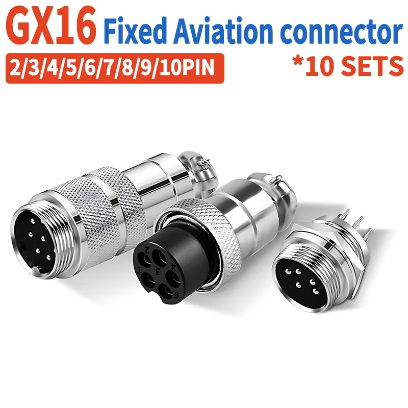 

10Sets GX16 Fixed Type and Butt Mobile Type Female&male Metal Aviation Plug Socket 2/3/4/5/6/7/8/9/10pin Electric Cable Terminal