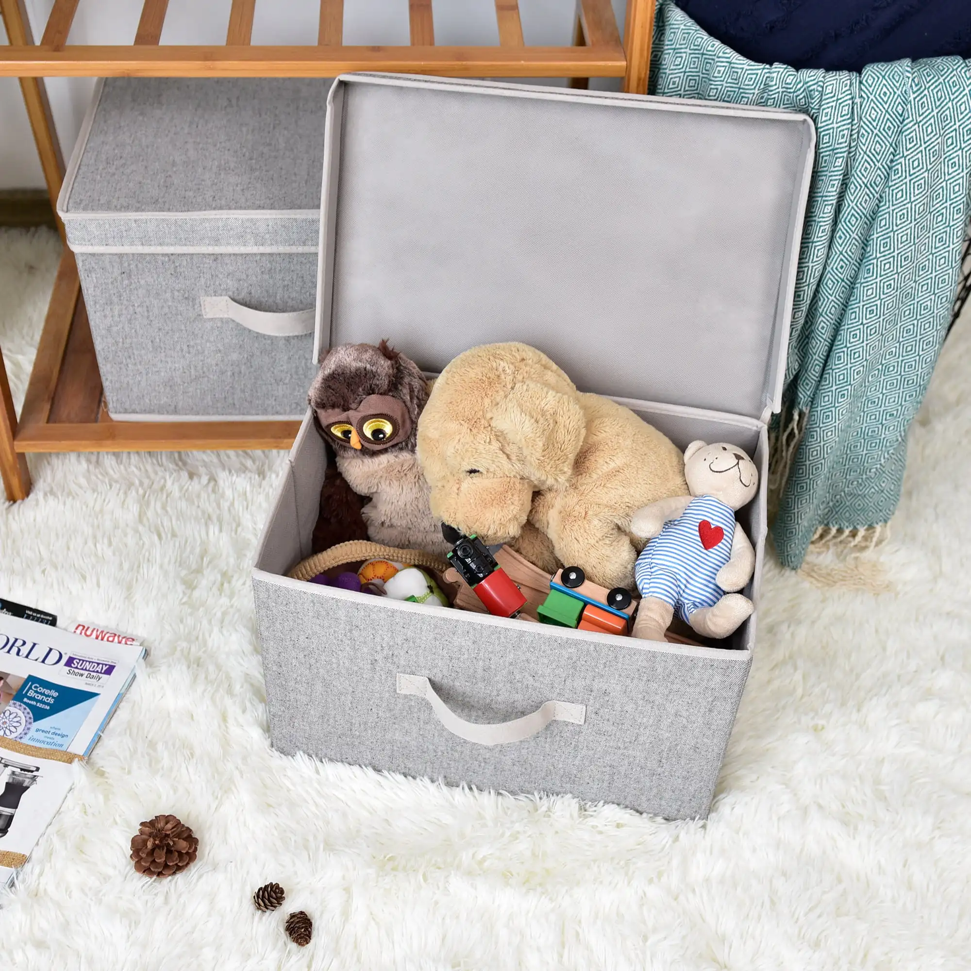 

Foldable Fabric Storage Bins with Lids, Gray Storage Boxes for Closet, 2-Pack, 15.7 X 10.2 X 9.8