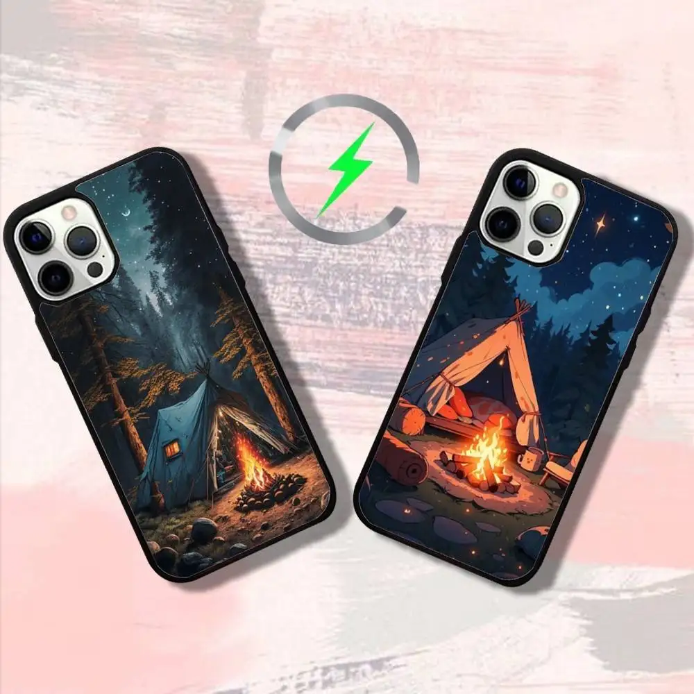 

Outdoor Campings Phone Case For iPhone 16,15,14,13,12,11,Pro,Max,Plus,Mini,SE4,E Magnetic Magsafe Wireless Charging