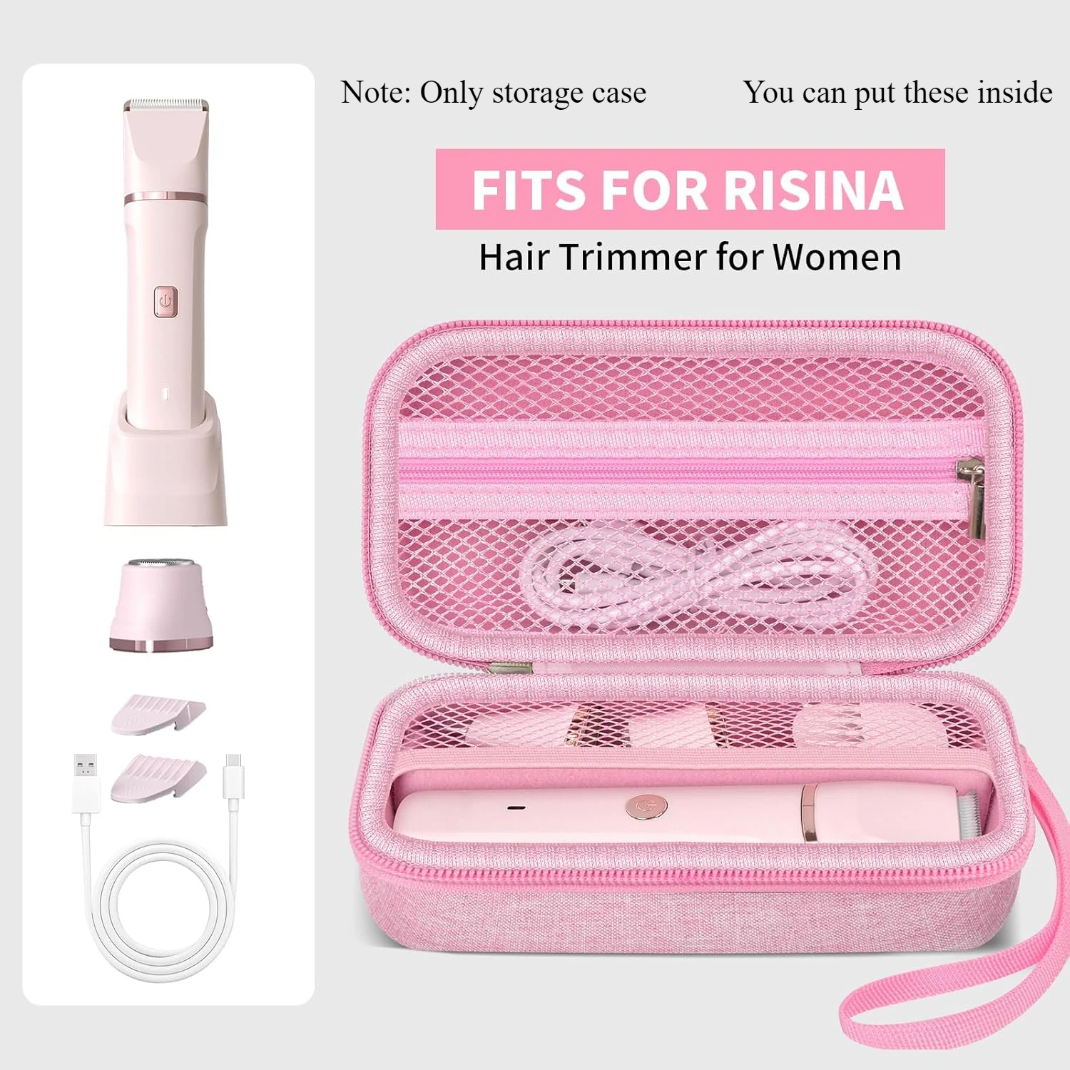 (CASE ONLY) for Risina Women's Bikini Trimmer & Electric Razors - Travel Holder for Pubic Hair Trimmer, Lady Shaver, Intimate Gr