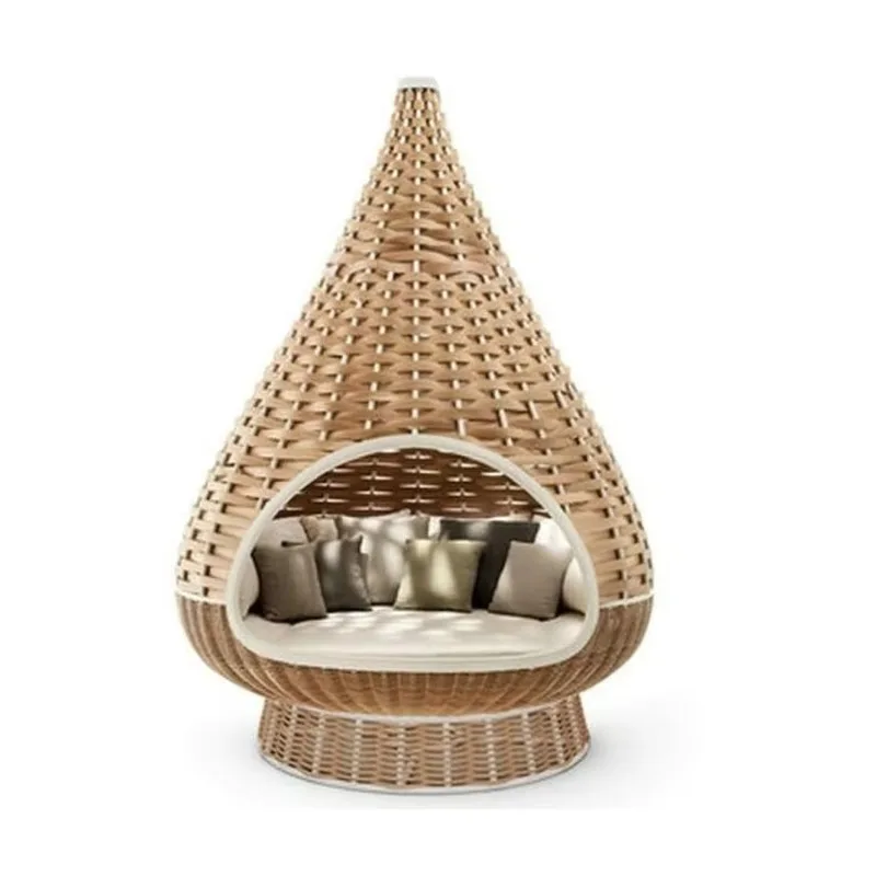 تصميم فاخر فريد من نوعه للحديقة من ألياف عش المنسوجة خفيفة الوزن ومقاومة للماء كرسي قائم خارجي 360 درجة من الألومنيوم #1