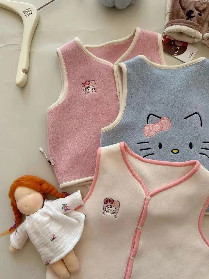 

Thiened Fce Warmth Double-sided Children's Cardigan Sweater Girls' Vest Autumn Winter Regular Fit Inner Wear by Chinese ...