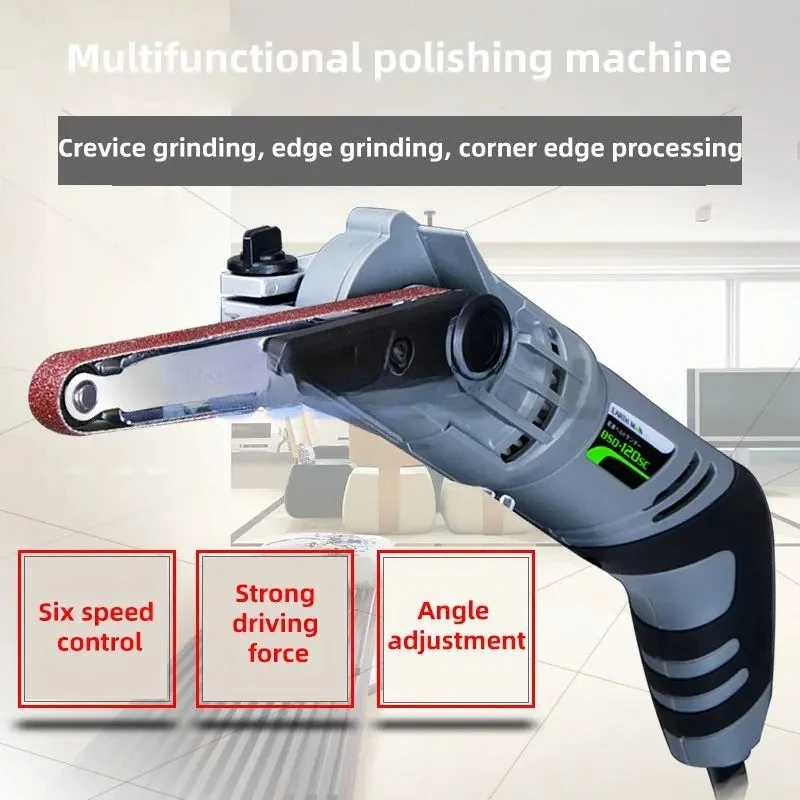 220V Handheld Mini Electric Belt SandPaper Machine Electric Sanding Polishing Machine Belt Sander Wood Sand File Molding Machine