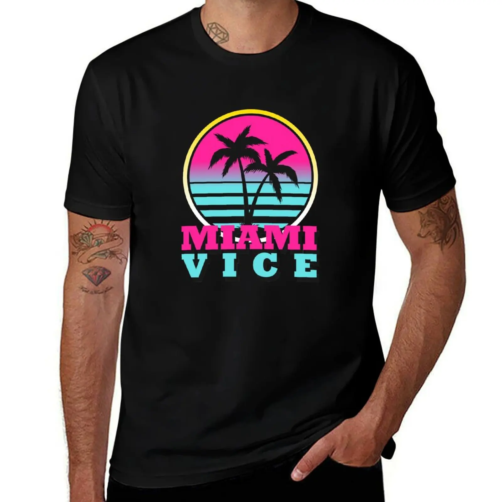 

Miami Vice Beach sunset T-Shirt graphics vintage clothes essential t shirt oversizeds t shirt for men