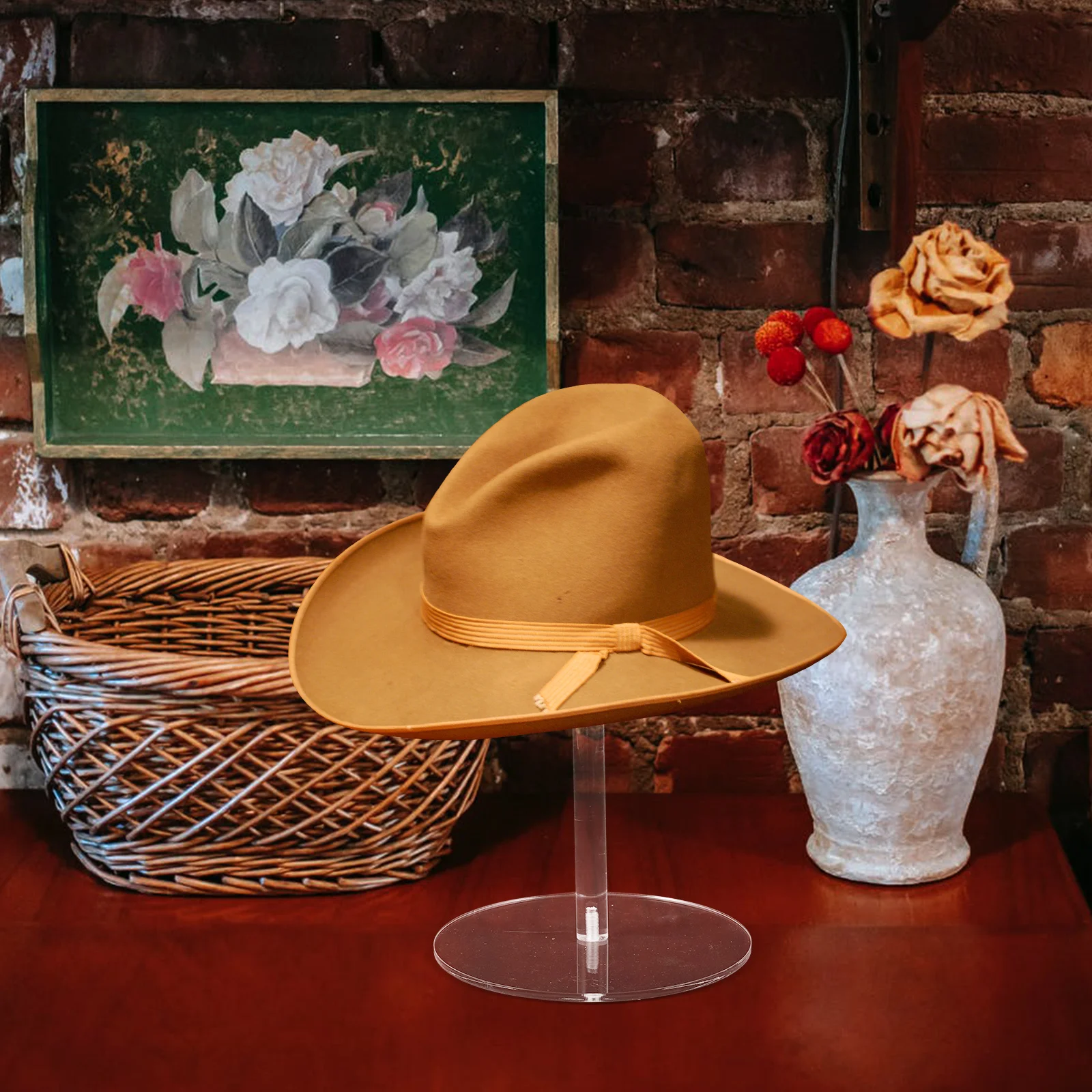 

Acrylic Transparent Adjustable Hat Display Stand Stable Desktop Organizer Cap Storage Rack Hat Holder for Home Shop