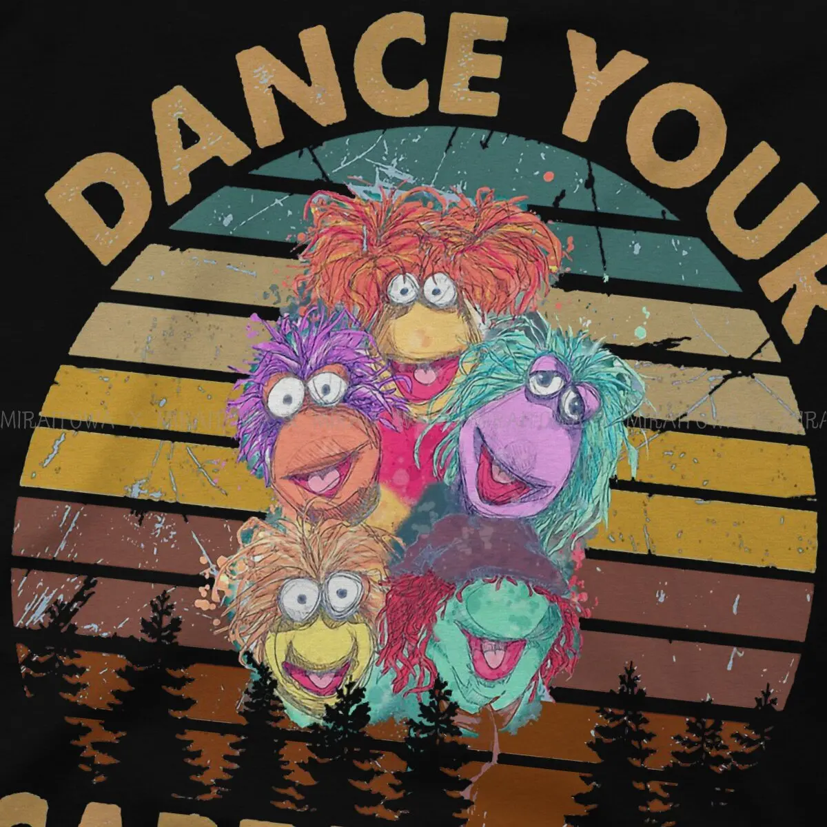 Gobo Red Boober Mokey Wembley  Fashion TShirts Fraggle Rock Muppets Anime Men Harajuku Fabric Streetwear T Shirt Round Neck view 4