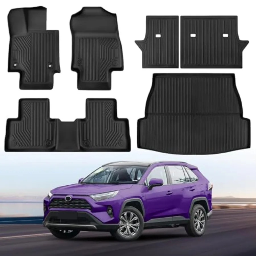 

Коврики AllWeather для RAV4 2025 20242019, включая гибридный полный комплект с защитной крышкой на заднее сиденье из ТПЭ и ковриком в багажник
