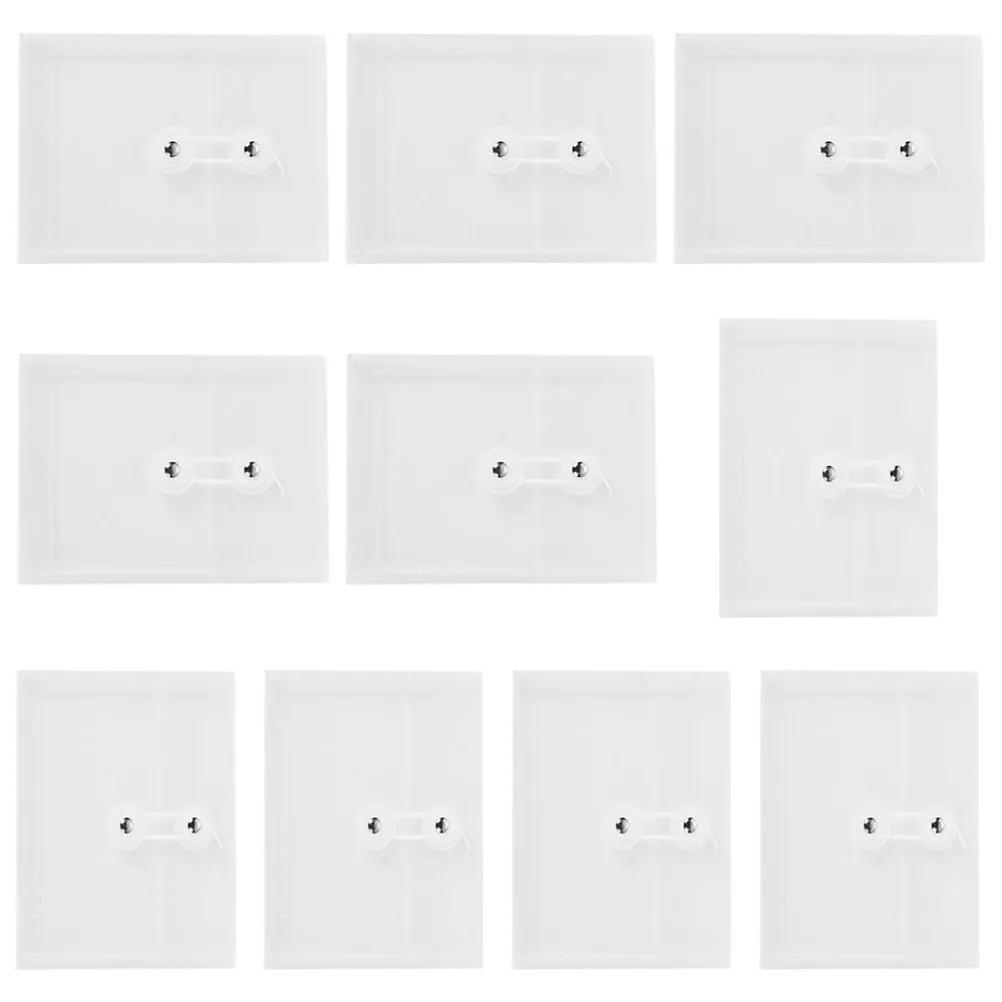 

10Pcs Document Bag Plastic Button Design File Folder Office File Pocket Organizer for A6 Receipt Invoice Storage Document Pouch