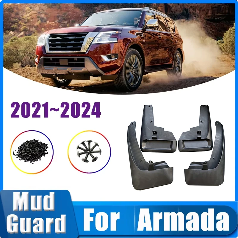 

For Nissan Armada Patrol QX80 Y62 2021~2024 Car Mud Flaps Anti-splash Fender Front Rear Muds Guard Back Mudguard Car Accessories