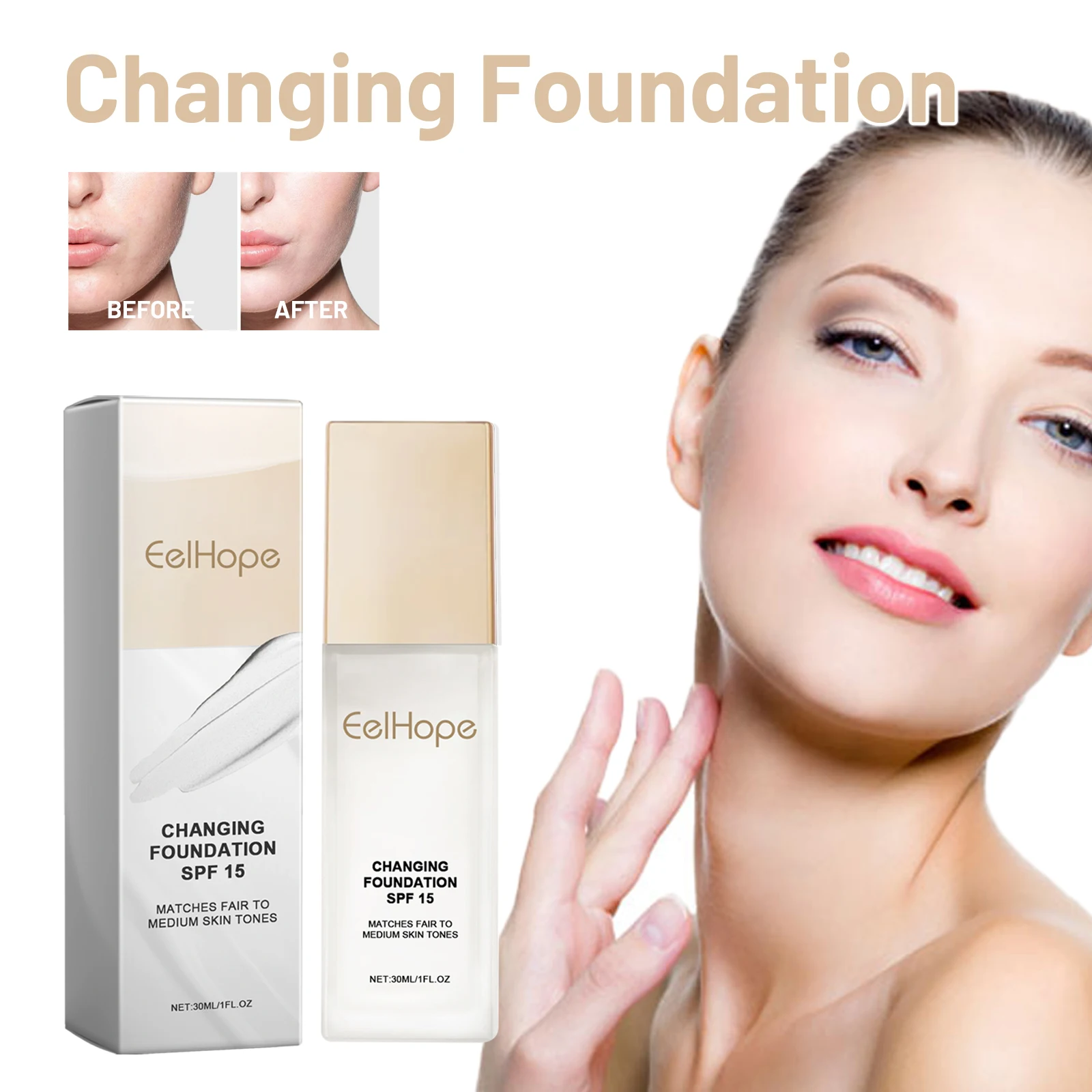 Makeup Base Face Liquid Natural Concealer Full Coverage Moisturizer Oil-control Sunscreen Waterproof Foundation Cream Cosmetics