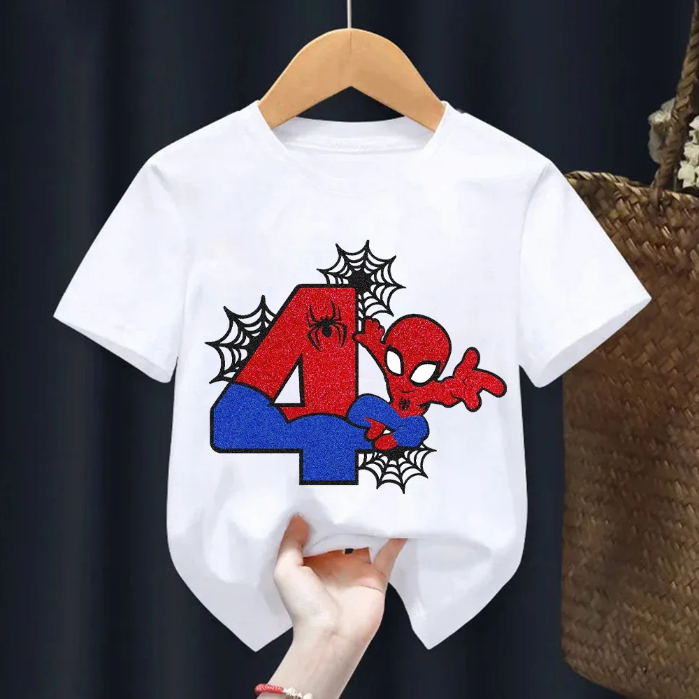 

Children's Spider Man T-shirt Cartoon Birthday Digital Printed T-shirt Cute Boys and Girls Short Sleeve Top Children's Clothing