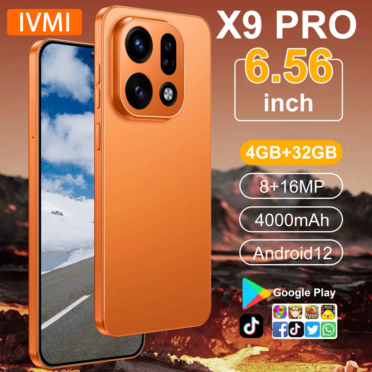 IVMI X9 Pro smartphone runs on Android has 4GB of RAM and 32GB of storage features a 6.56-inch screen and supports Google