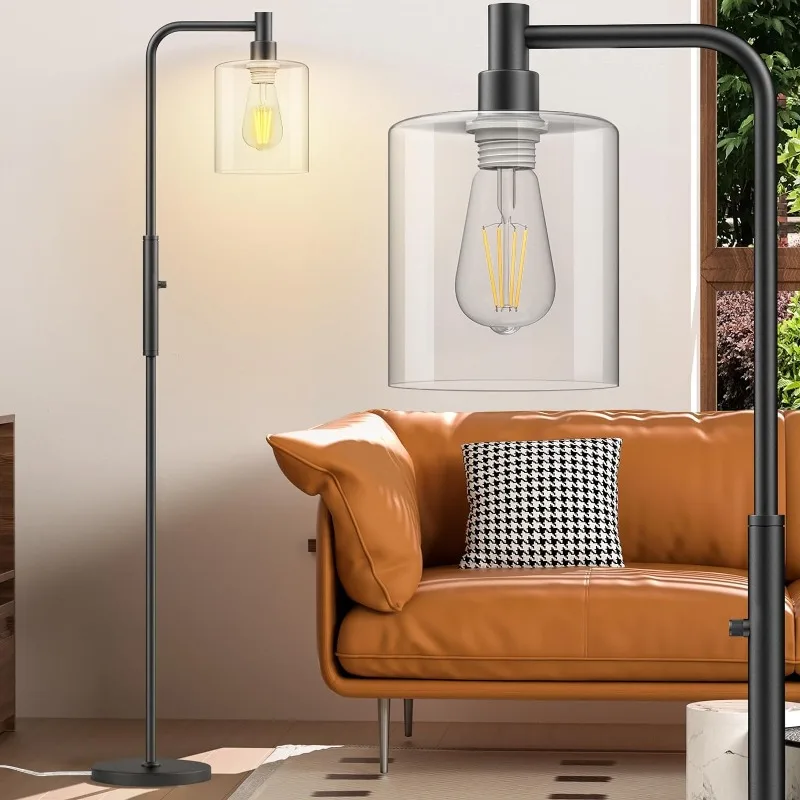 

Stepless Dimmable Floor Lamps with Glass Lampshade Modern Standing Lamps with 6W LED Bulb Bright Corner Lamp Tall Pole