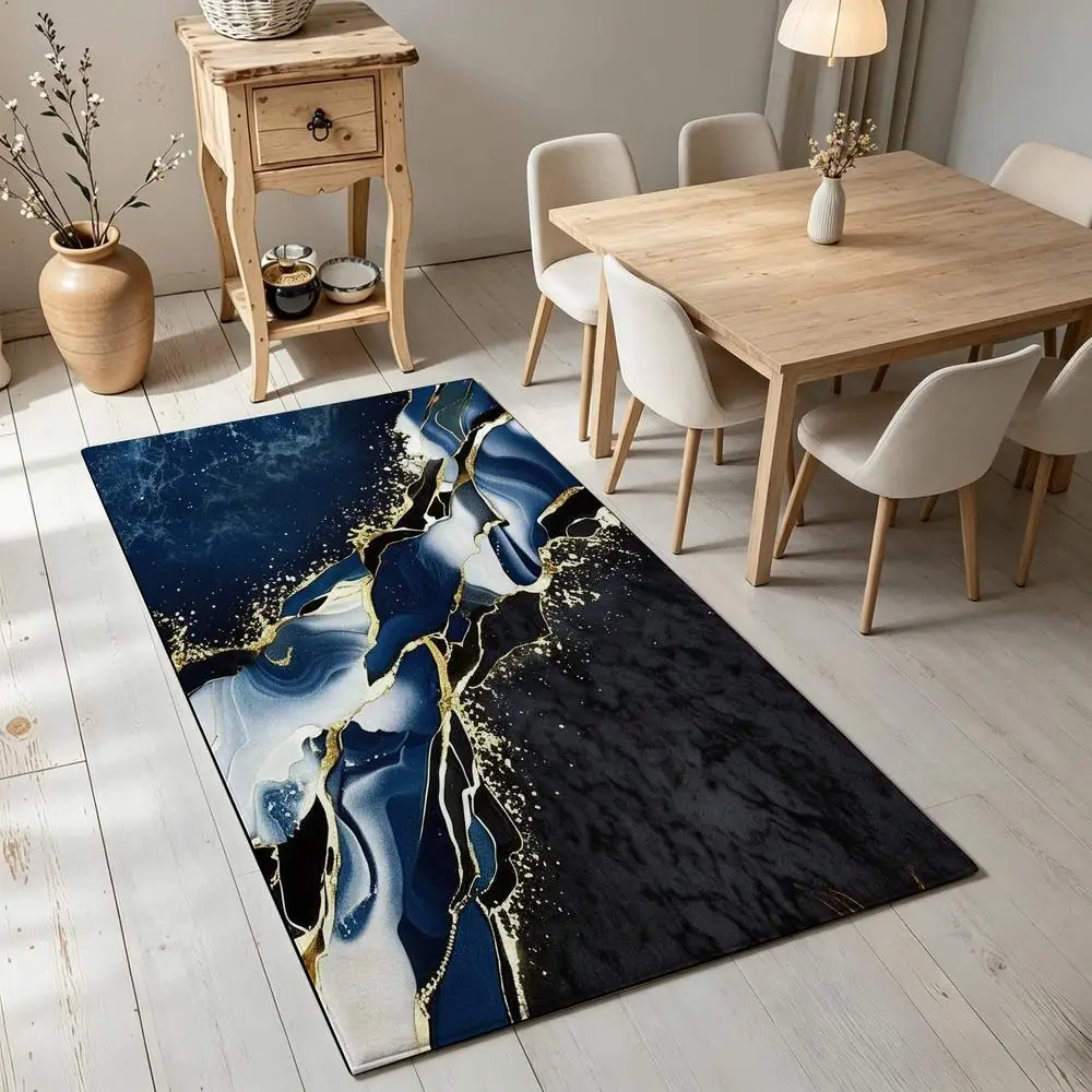 2D 1 piece soft, comfortable, easy to care, machine washable indoor rug, marble abstract style home decor, suitable for under dining table, living room, bedroom, hallway, entryway, office, balcony floor decor