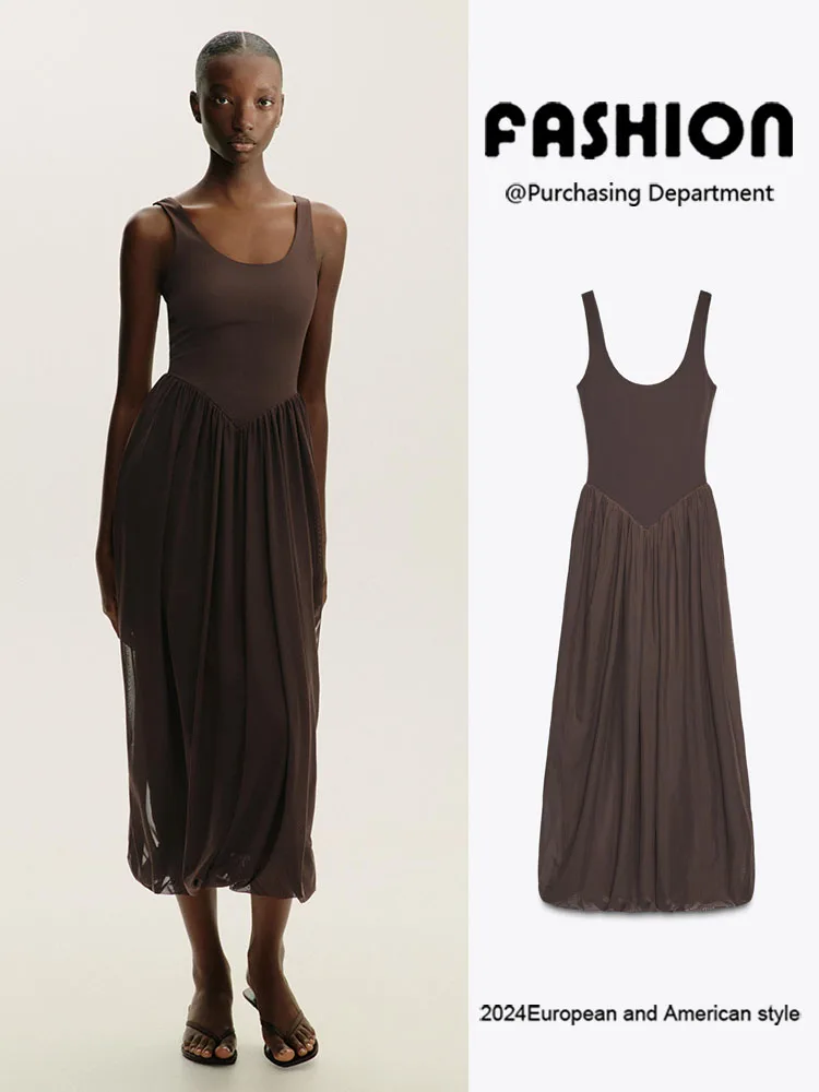 

Модное летнее женское платье миди с круглым вырезом и высокой талией, коллекция 2025 года, повседневное/вечернее, цветное