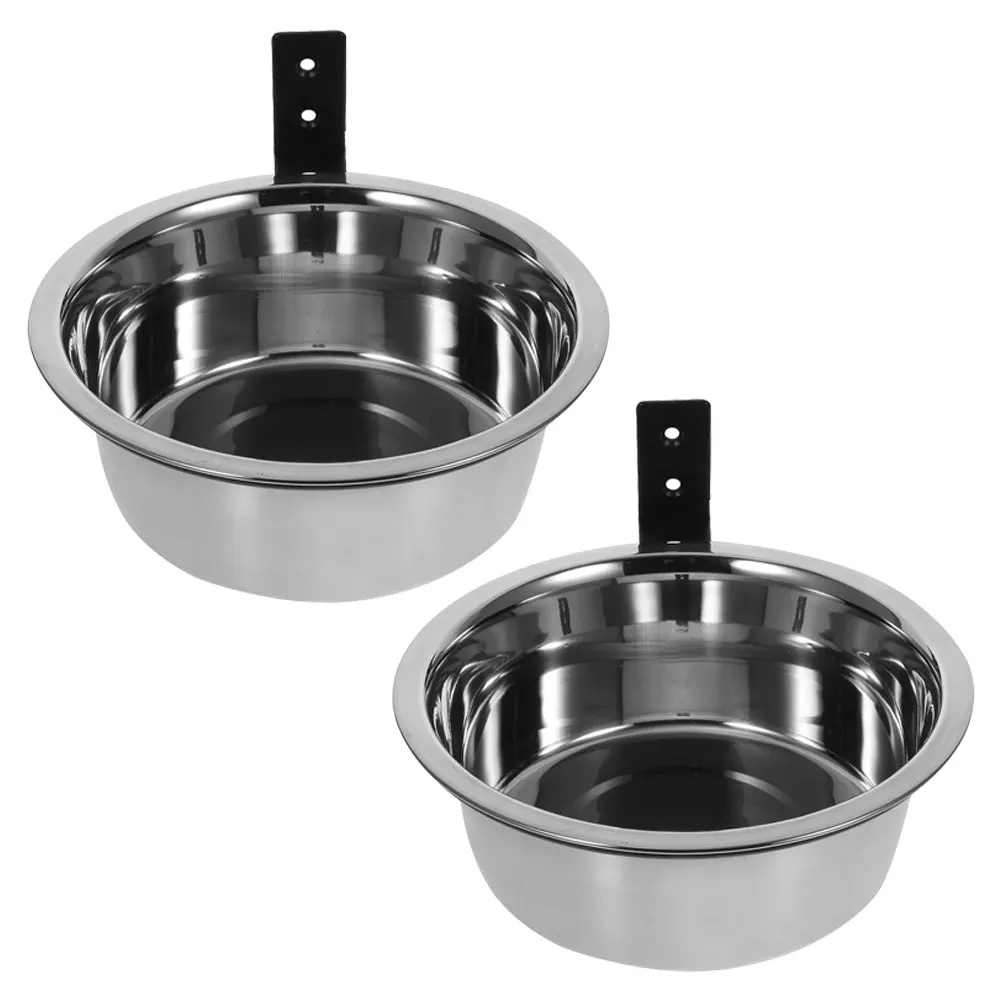 

2 set Wall Mounted Dog Bowl Stainless Steel Elevated Pet Feeder For Large Dogs Puppies Crates Cages Home Use Durable Feeding