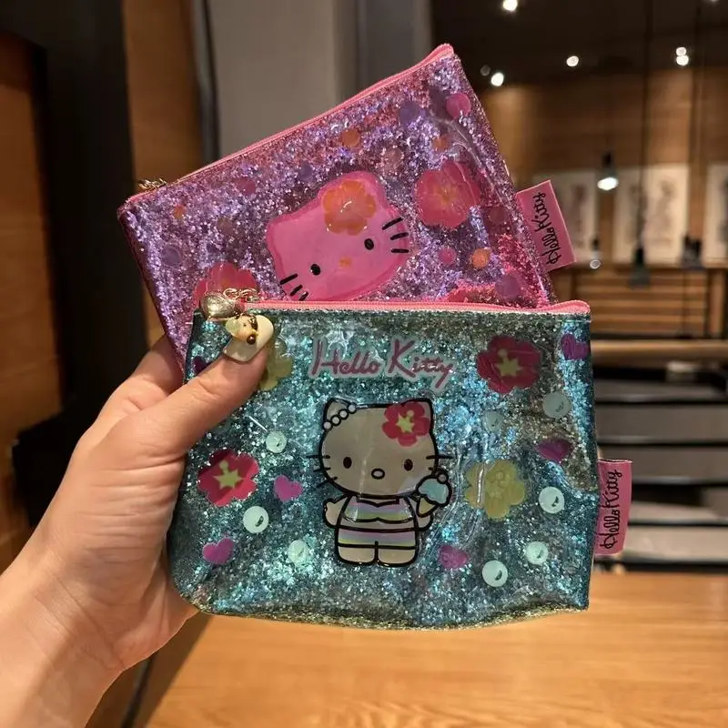 شخصية أنيمي مرحبا كيتي حقيبة ماكياج سعة كبيرة Kawaii الفتيات المحمولة السفر مستحضرات التجميل حقيبة التخزين قسيمة المحفظة هدية