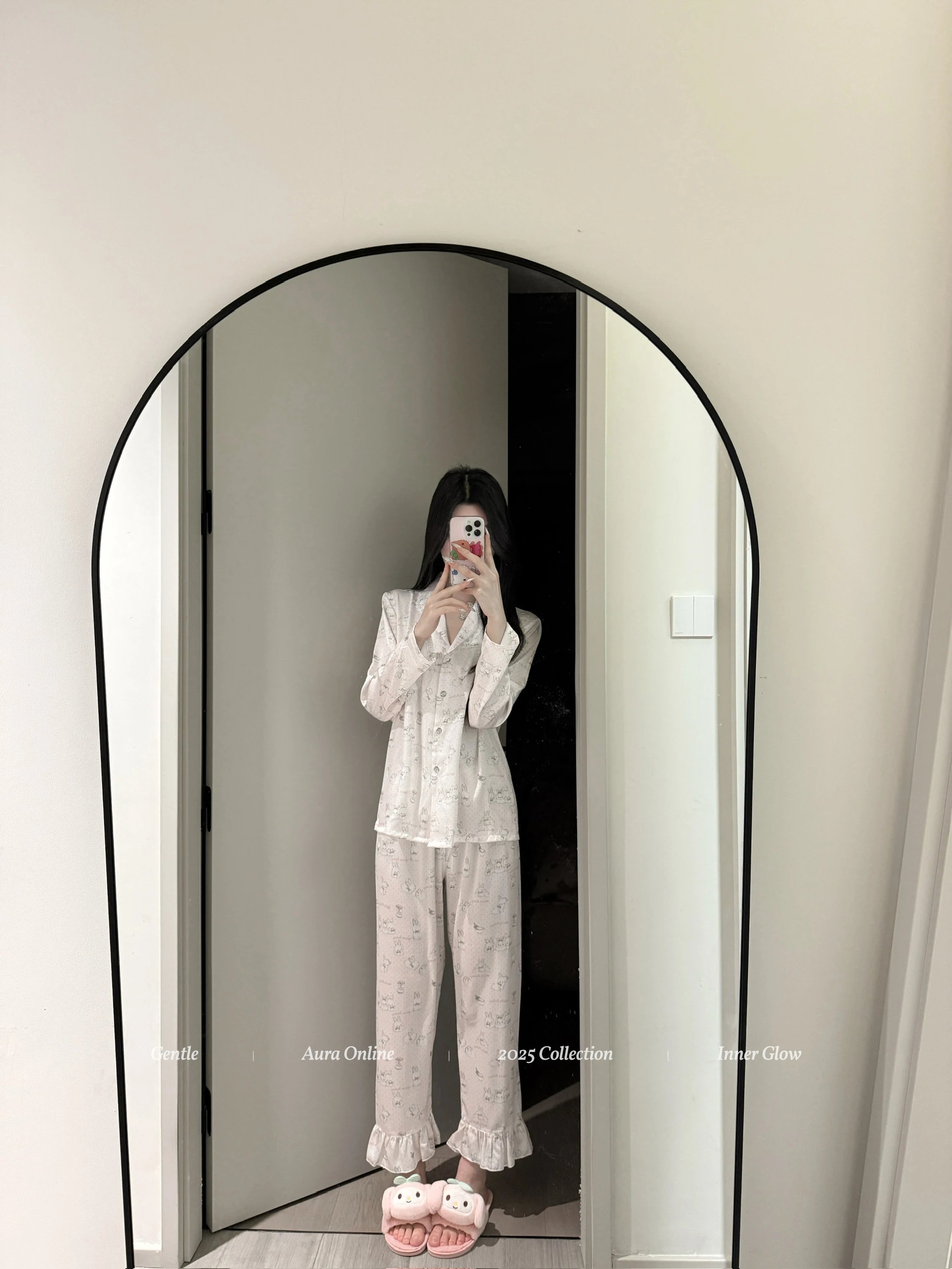 Japanese Lace Lace Long-sleeved Loungewear Sweet Print Cute Casual Comfortable Soft Pajama Set