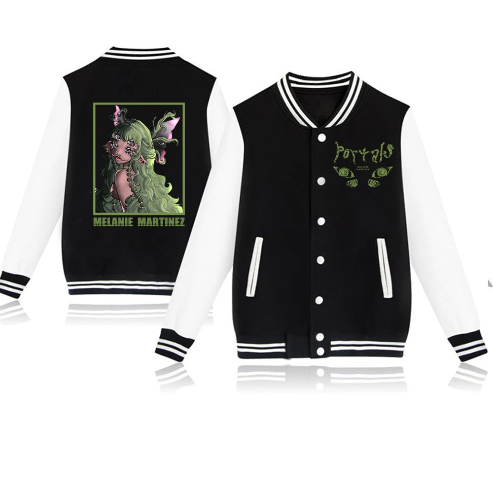 2023 Melanie Martinez Portals Print Long Sleeve Jacket Sweatshirt Baseball Uniform Fleece Coat