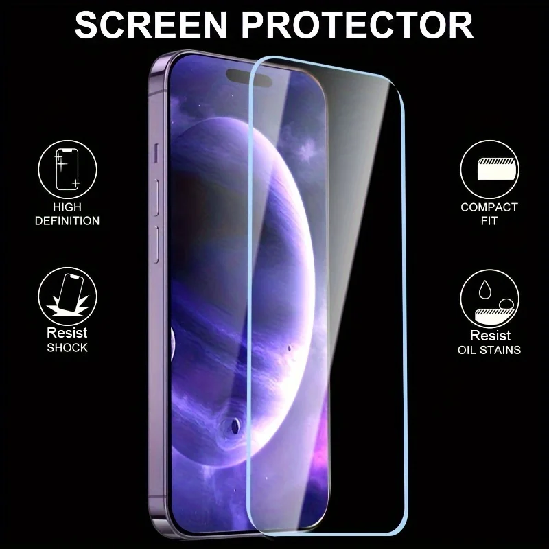 4Pcs Screen Protector for iPhone 15 14 13 12 11 Pro Max, X, XR, XS Max 9H Hardness, High-Definition, Anti-Scratch, Shatterproof