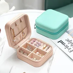 Portable Travel Mini Jewelry Box Leather Jewelery Ring Organizer Case Storage Gift Box Girls Women