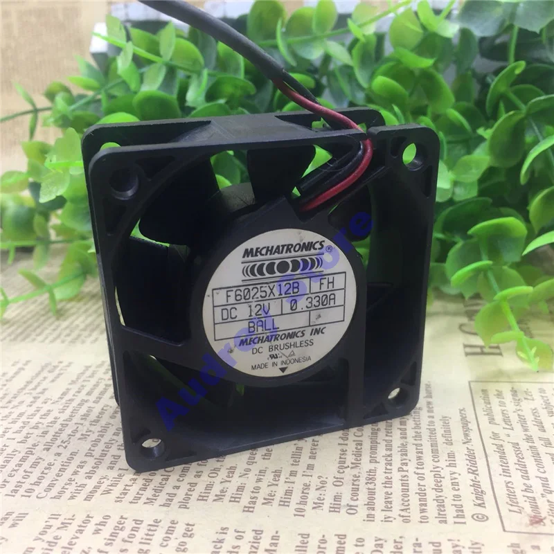 Original MECHATRONICS 6025 F6025X12B FH 3W 12V 0.330A Cooling fan 2-wire 2p terminal 4800RPM 24CFM 65PA Double ball bearing air