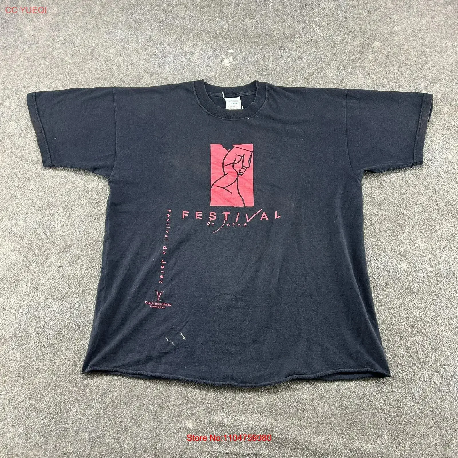 Camiseta Vintage Festival de Jerez para Hombre, Talla XL, Negra, México, Arte Moderno, Estrellas, Estilo Vintage de los 90, Lavada, con Gráfico Elegante