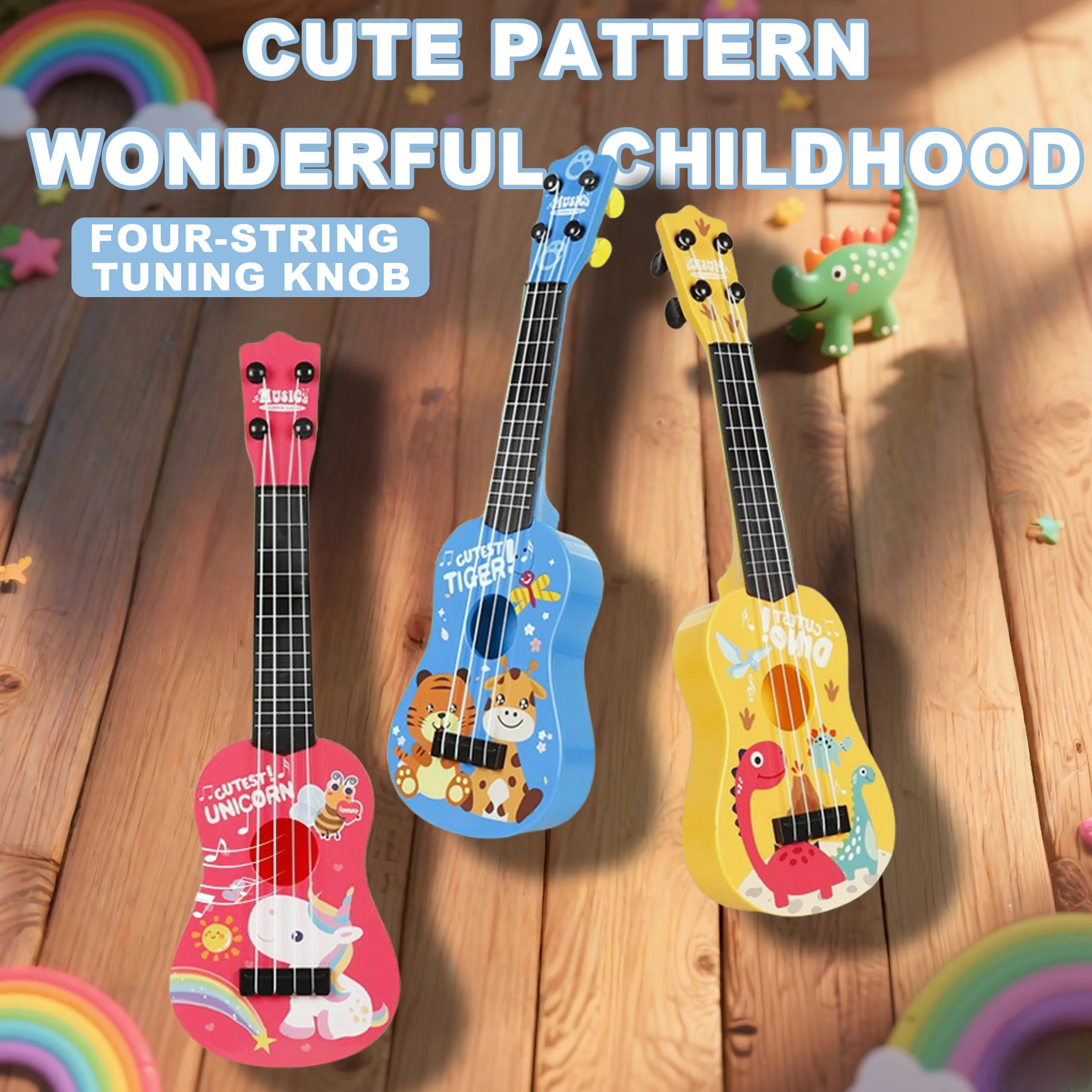 لعبة جيتار القيثارة الممتعة للأطفال، ضبط لطيف مكون من 4 أوتار، لعبة تعليمية مضيئة قابلة للعب، مناسبة لهدايا أعياد الميلاد والعطلات للأولاد والبنات