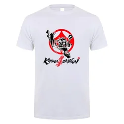 Kyokushin-メンズコットン半袖Tシャツ、空手マスカタツ山、日本トップTシャツ