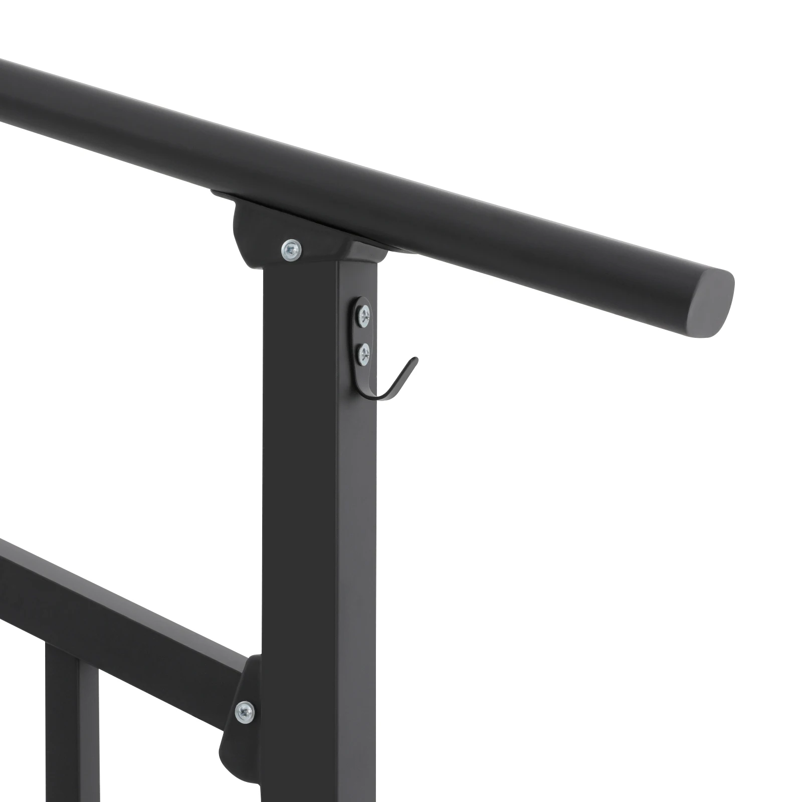 Outdoor Step Handrail 3 or 4 Steps, Transitional Stair Railing with Safety Fence for Villa Deck Black Carbon Steel