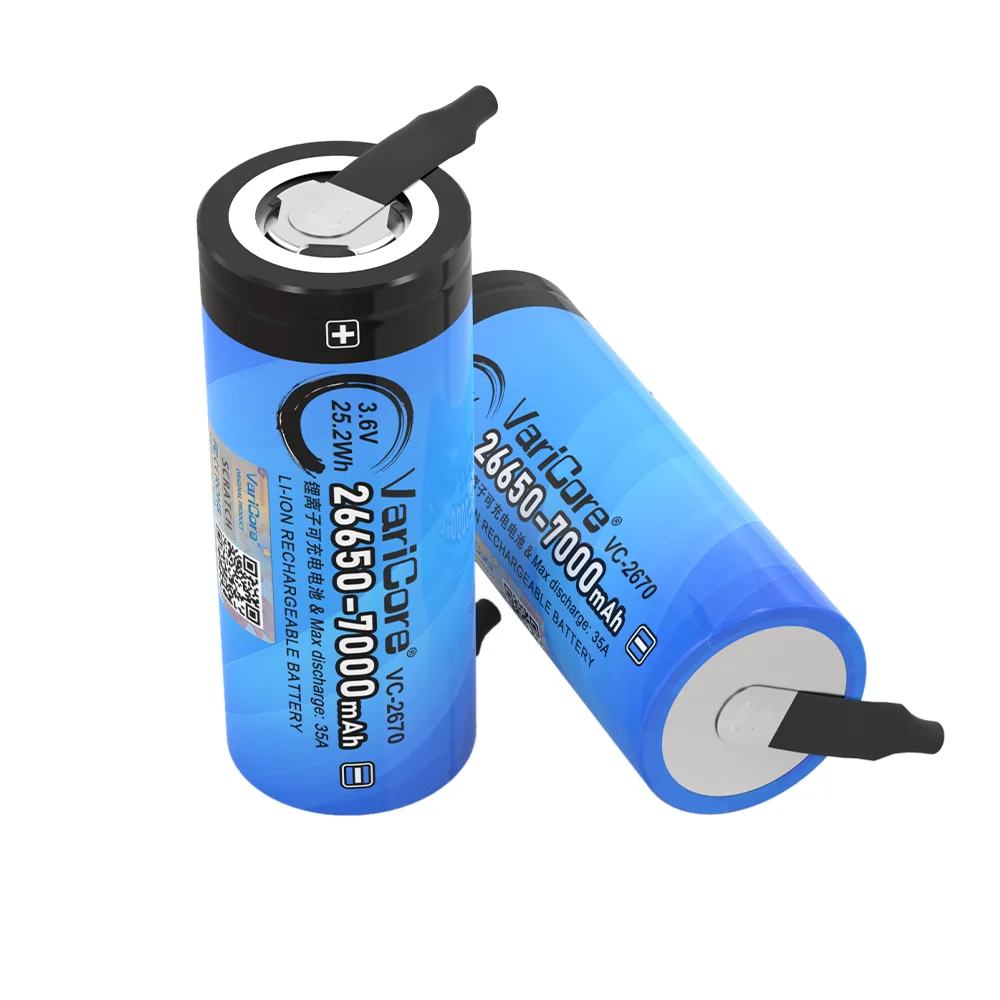 VariCore جديد الأصلي 3.6 فولت 7000 مللي أمبير 26650 بطاريّة ليثيوم قابلة لإعادة الشحن 35A التفريغ لتقوم بها بنفسك ورقة النيكل