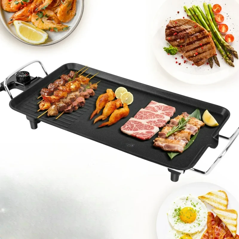 

Подходит для удобного электрического гриля, антипригарной железной пластины без дыма, регулируемого контроля температуры, порта в помещении и на открытом воздухе.